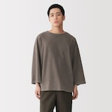 紳士　洗いざらし太番手ボートネック七分袖Ｔシャツ