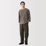 紳士　洗いざらし太番手ボートネック七分袖Ｔシャツ
