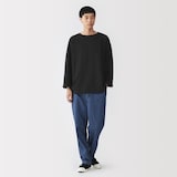 紳士　洗いざらし太番手ボートネック七分袖Ｔシャツ