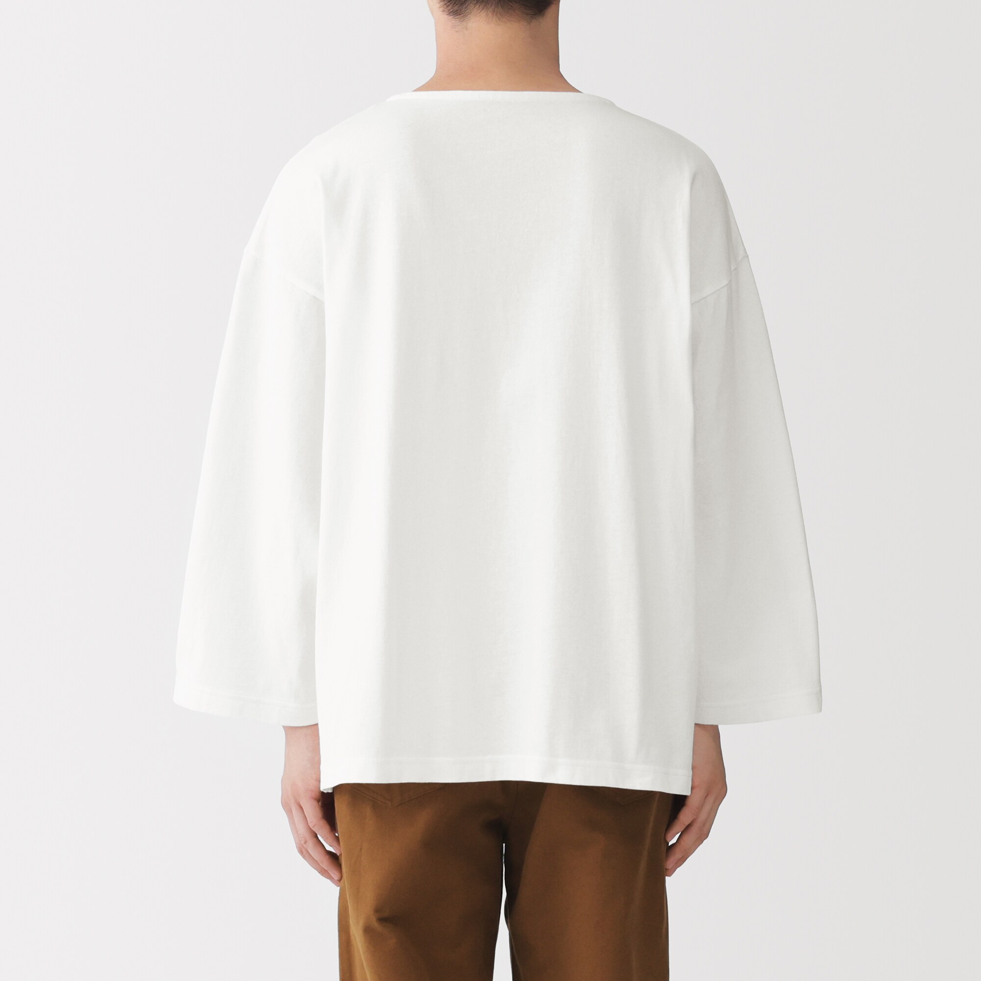 紳士　洗いざらし太番手ボートネック七分袖Ｔシャツ