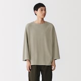 紳士　洗いざらし太番手ボートネック七分袖Ｔシャツ