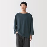 紳士　洗いざらし太番手ボートネック七分袖Ｔシャツ