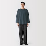 紳士　洗いざらし太番手ボートネック七分袖Ｔシャツ