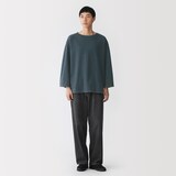 紳士　洗いざらし太番手ボートネック七分袖Ｔシャツ