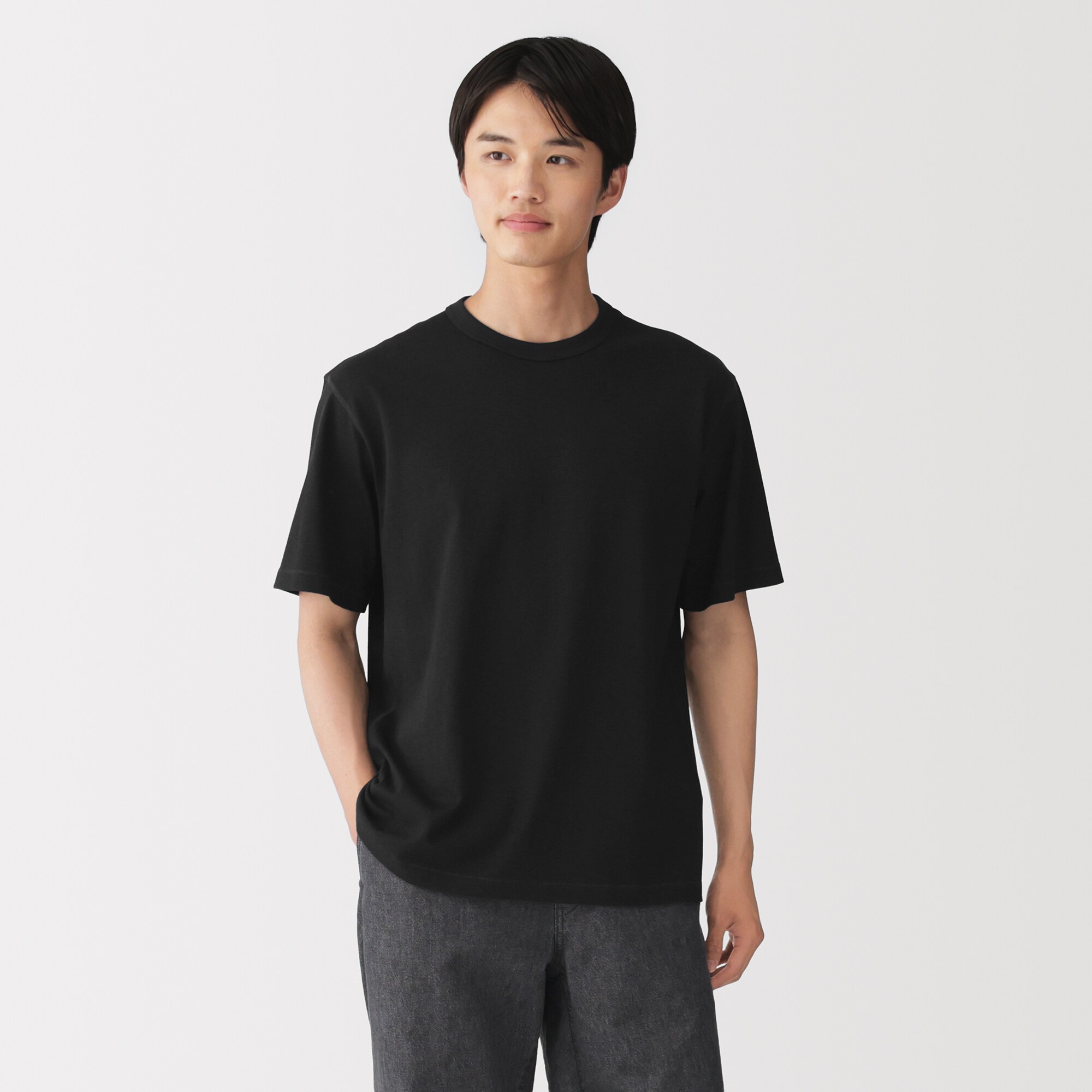 紳士　昔ながらの製法で編み立てたクルーネック半袖Ｔシャツ