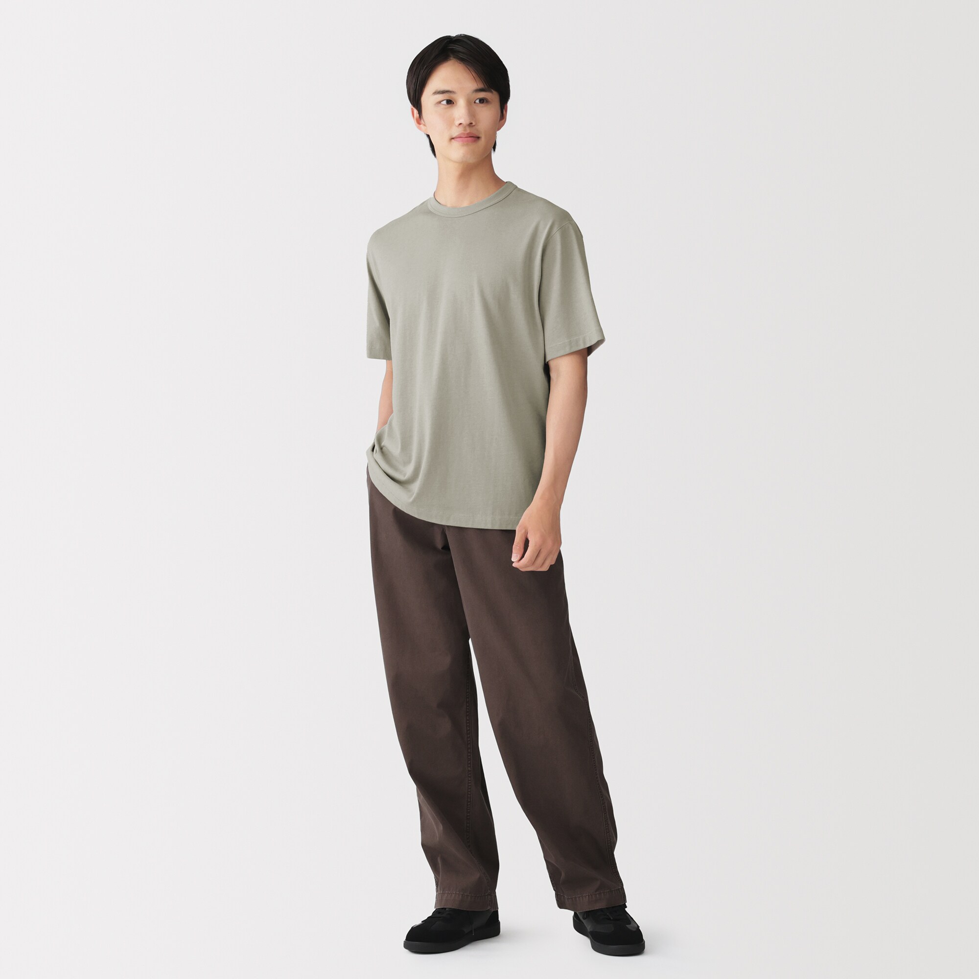 紳士　昔ながらの製法で編み立てたクルーネック半袖Ｔシャツ