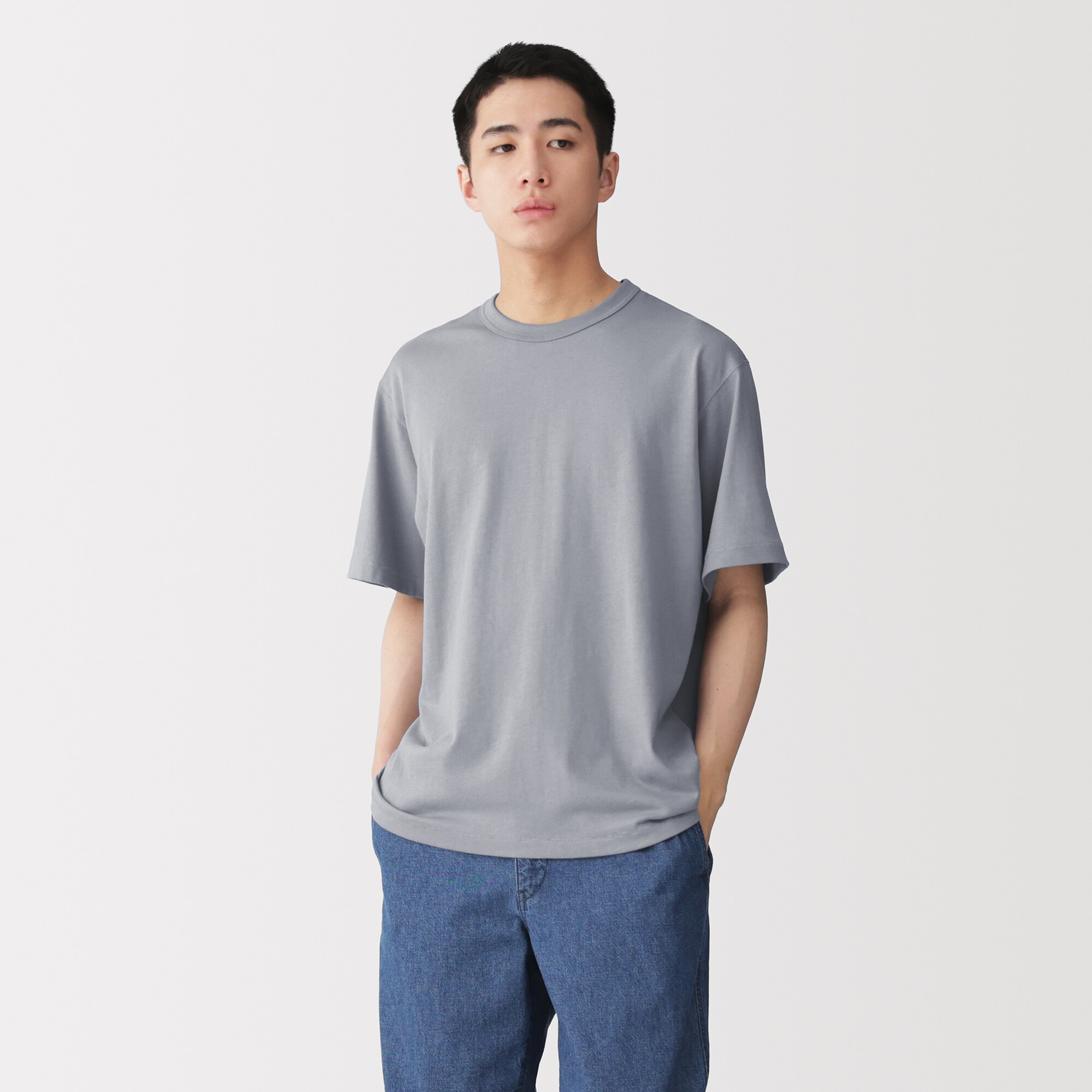 紳士　昔ながらの製法で編み立てたクルーネック半袖Ｔシャツ
