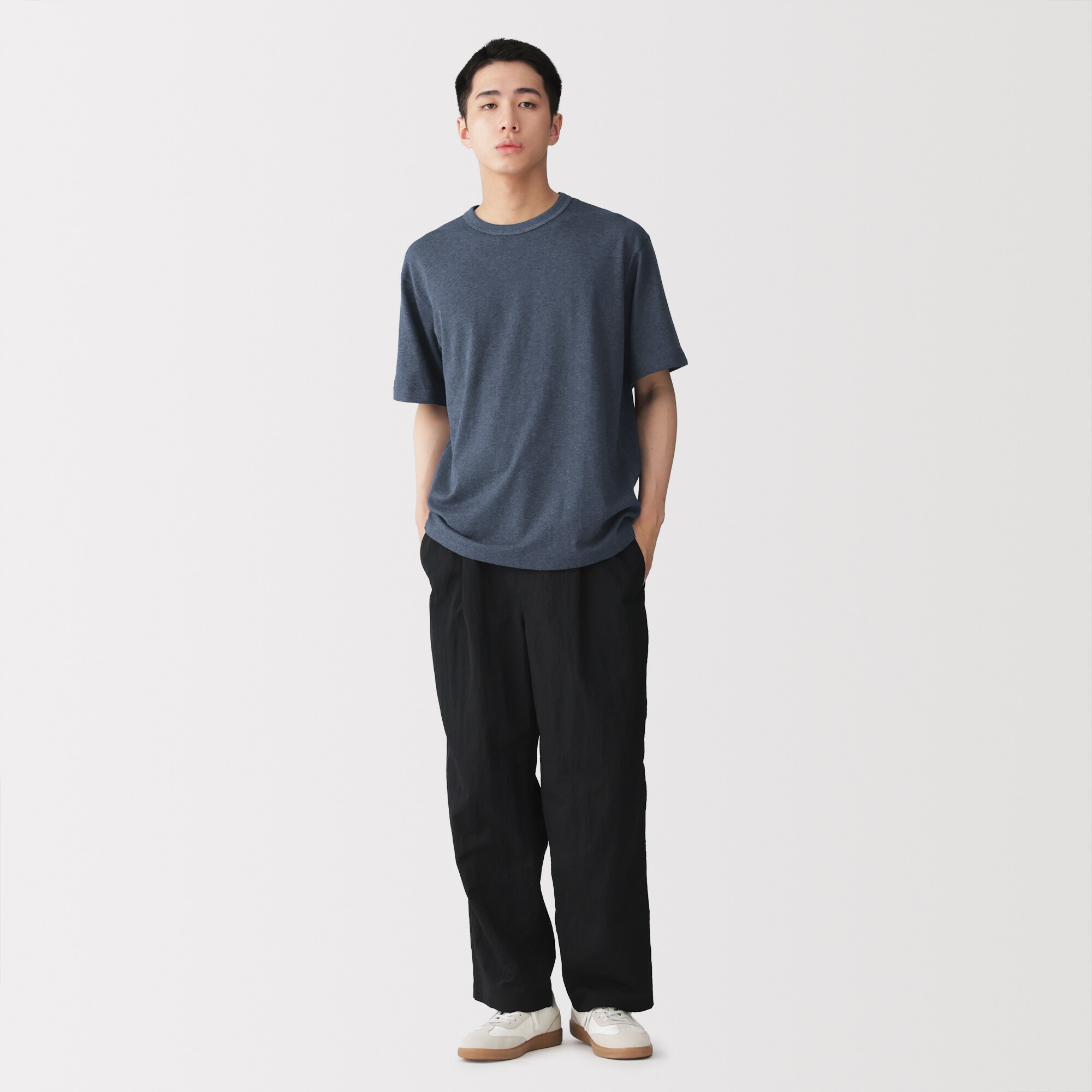 紳士　昔ながらの製法で編み立てたクルーネック半袖Ｔシャツ