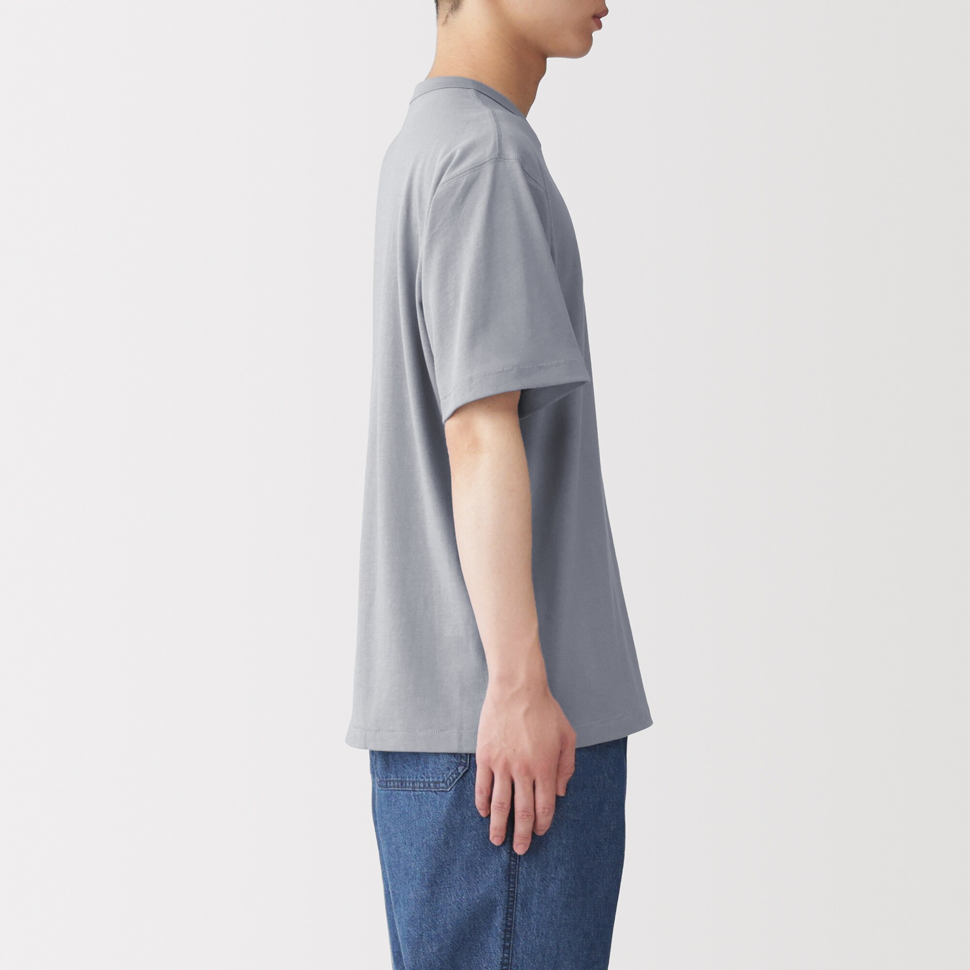 紳士　昔ながらの製法で編み立てたクルーネック半袖Ｔシャツ