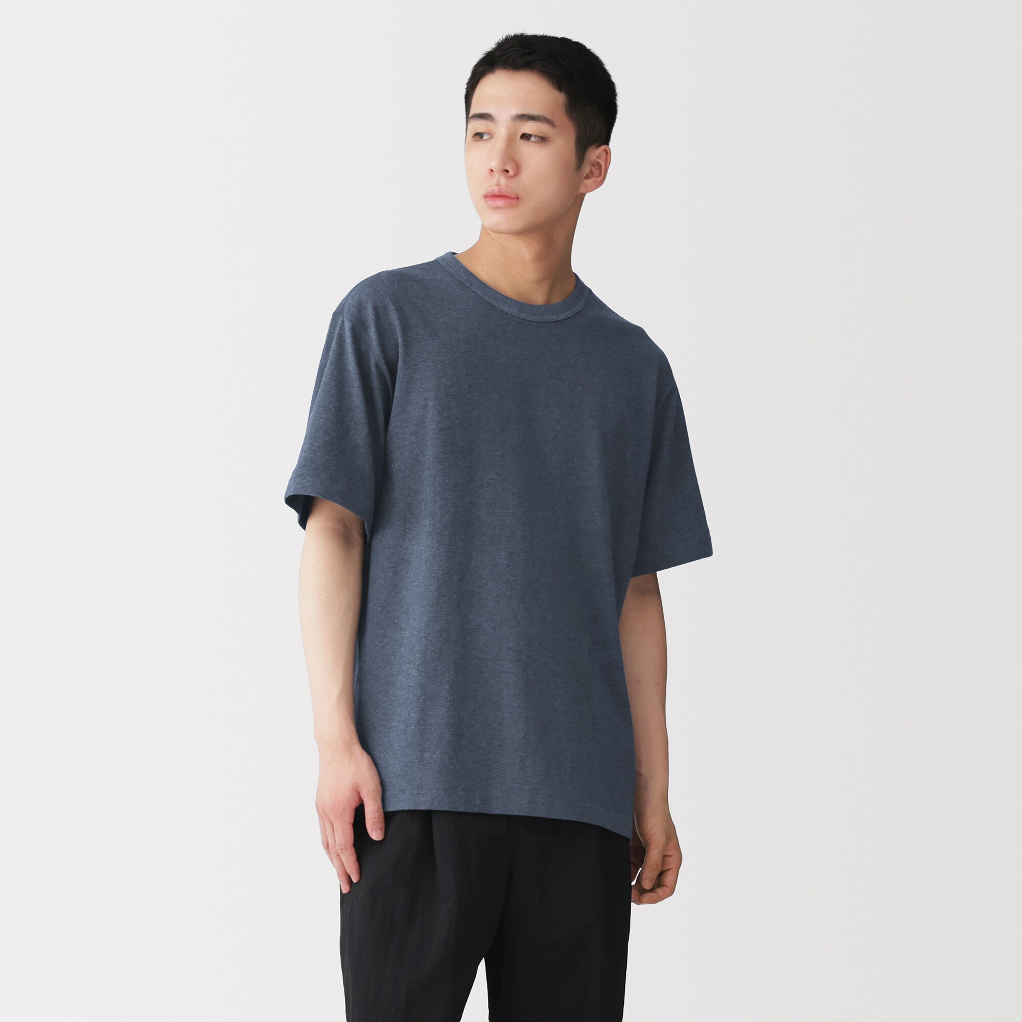 紳士　昔ながらの製法で編み立てたクルーネック半袖Ｔシャツ