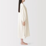 婦人　ふんわりしぼガーゼ　長袖ワンピース