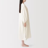 婦人　ふんわりしぼガーゼ　長袖ワンピース