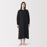 婦人　ふんわりしぼガーゼ　長袖ワンピース
