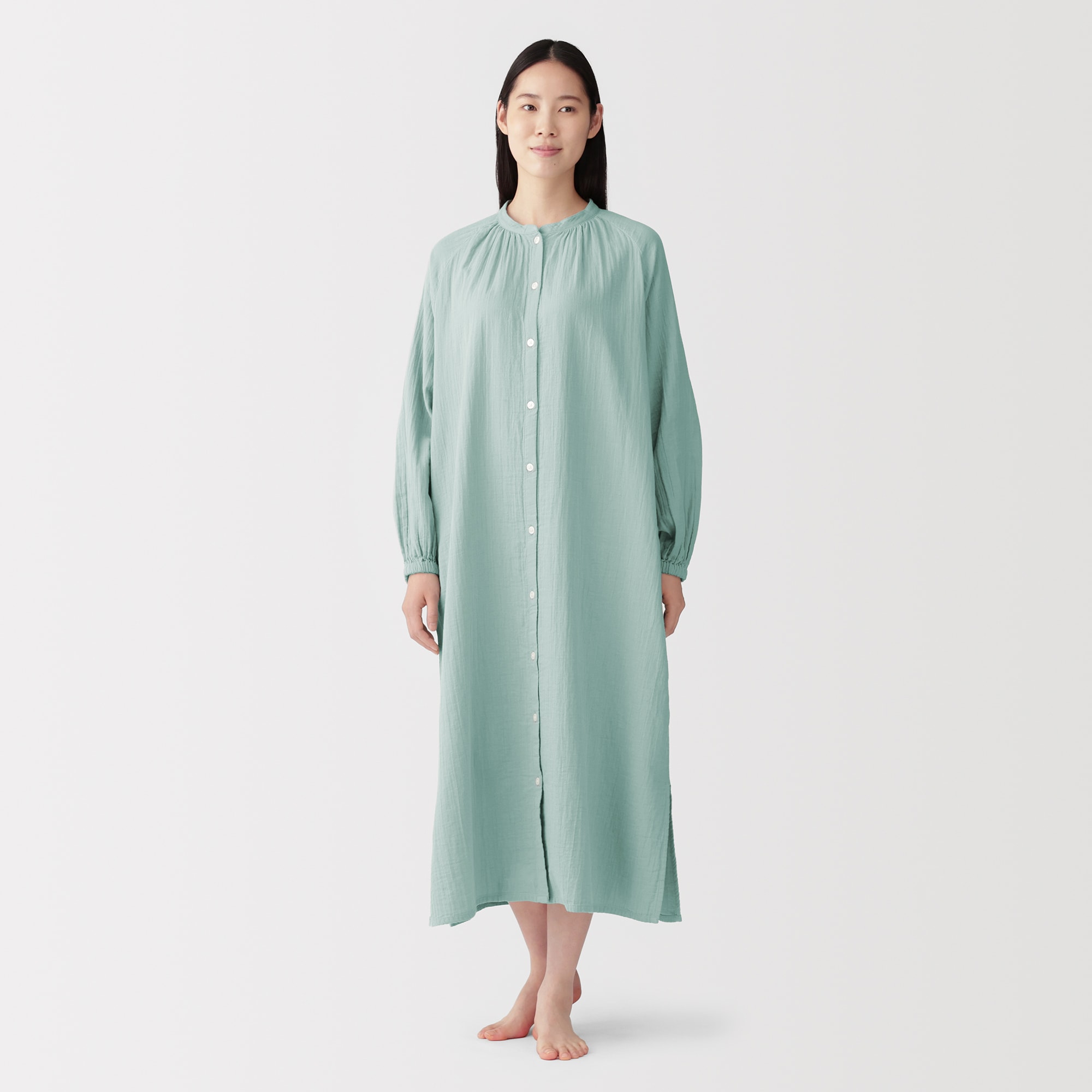 婦人 ふんわりしぼガーゼ 長袖ワンピース | 無印良品