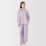婦人　ふんわりしぼガーゼ　長袖ルームウェアセット