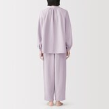 婦人　ふんわりしぼガーゼ　長袖ルームウェアセット