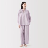 婦人　ふんわりしぼガーゼ　長袖ルームウェアセット
