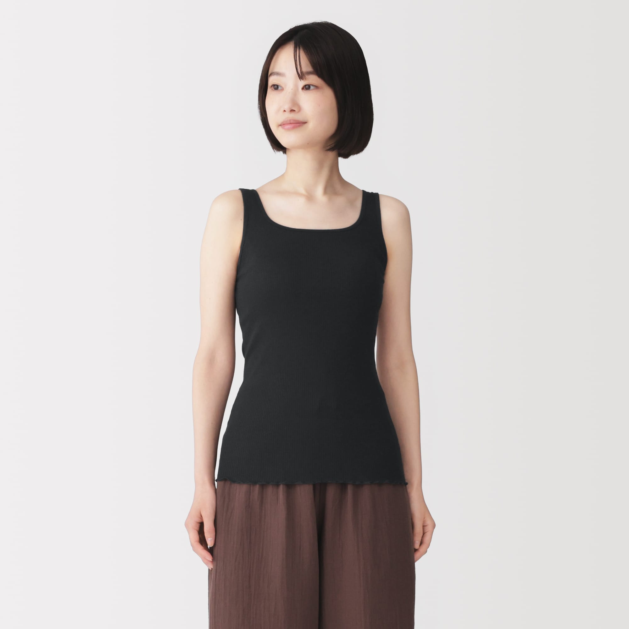 婦人　なめらかリブブラタンクトップ