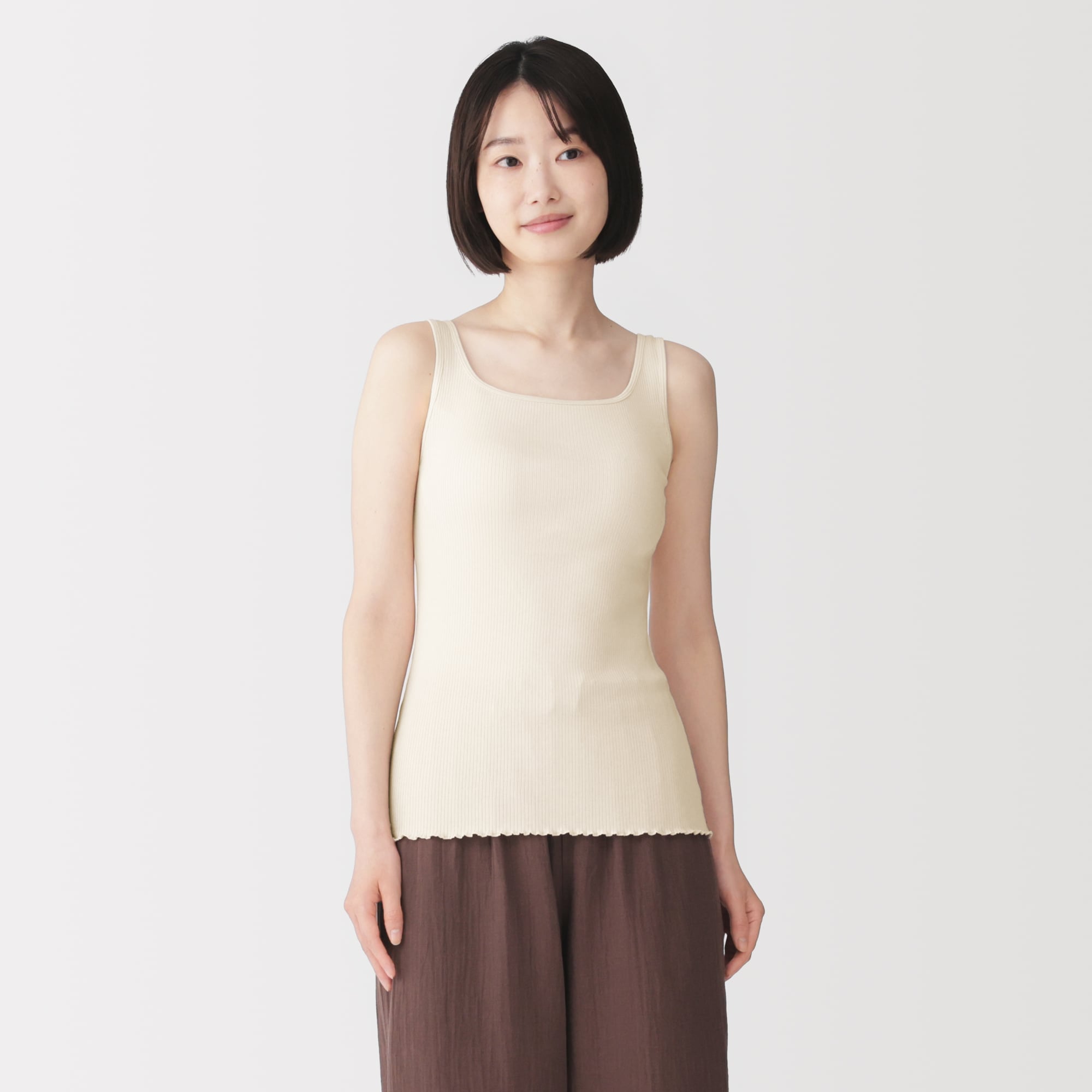 婦人　なめらかリブブラタンクトップ