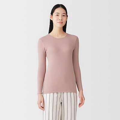 婦人　あったか綿　クルーネック長袖Ｔシャツ