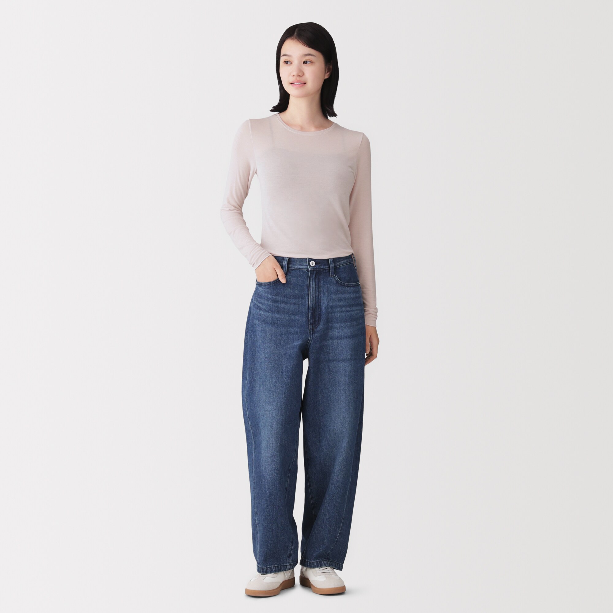 婦人　シアークルーネック長袖Ｔシャツ