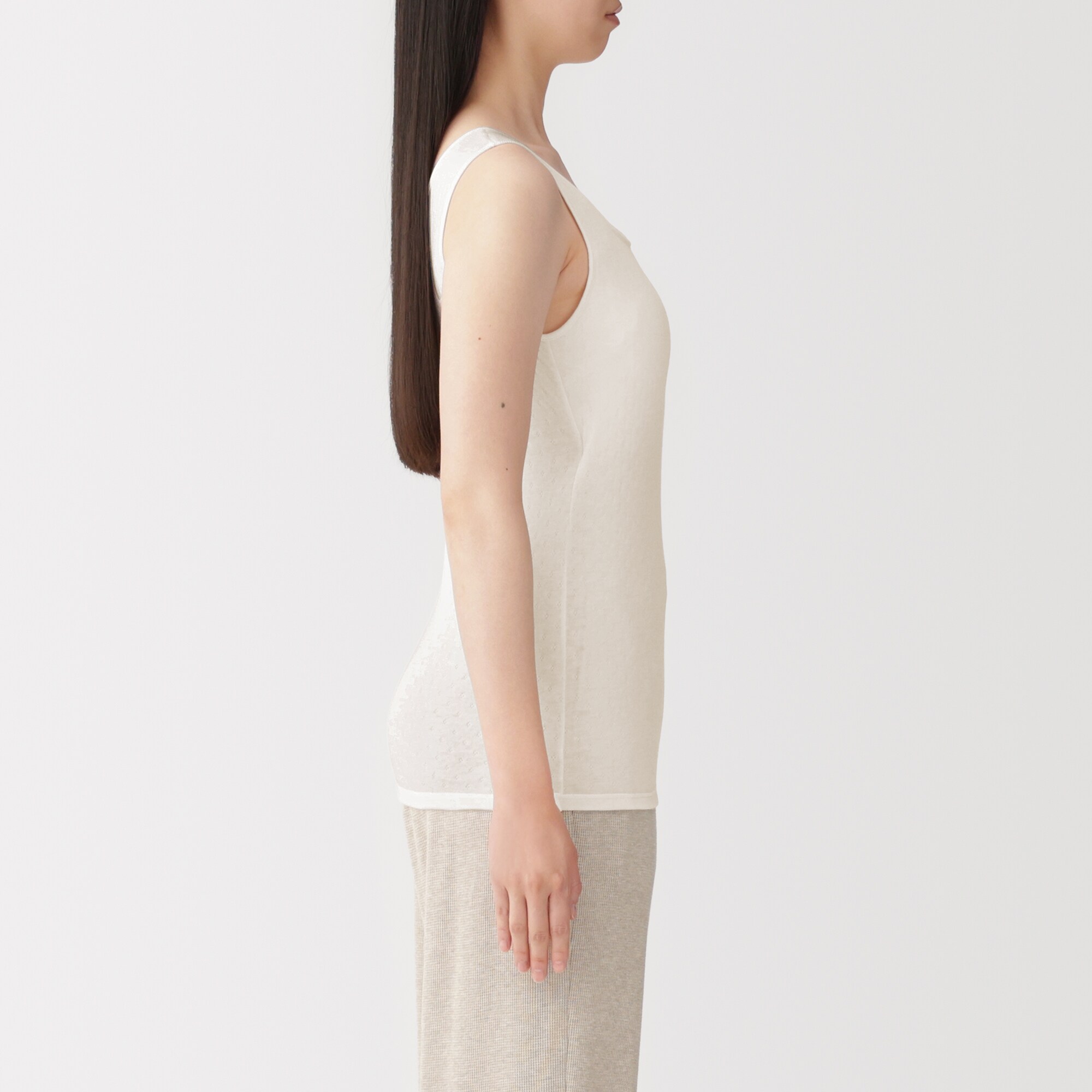 婦人　なめらか接結編み　胸あて付きタンクトップ
