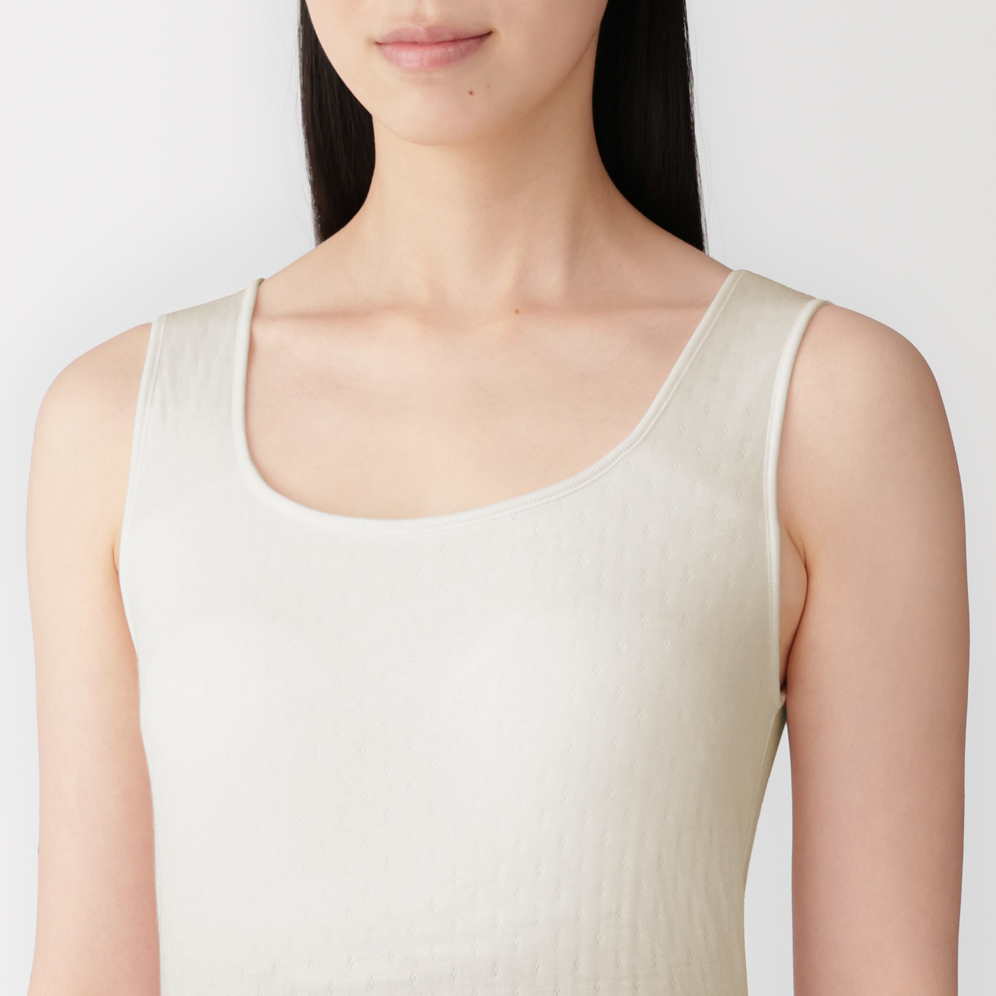 婦人　なめらか接結編み　胸あて付きタンクトップ