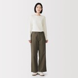 婦人　あったか綿　厚手ジャカード編み　クルーネック長袖Ｔシャツ