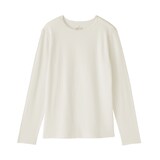 婦人　あったか綿　厚手ジャカード編み　クルーネック長袖Ｔシャツ