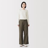 婦人　あったか綿　厚手ジャカード編み　クルーネック長袖Ｔシャツ