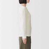婦人　あったか綿　厚手ジャカード編み　クルーネック長袖Ｔシャツ