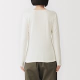 婦人　あったか綿　厚手ジャカード編み　クルーネック長袖Ｔシャツ