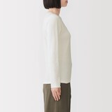 婦人　あったか綿　厚手ジャカード編み　クルーネック長袖Ｔシャツ