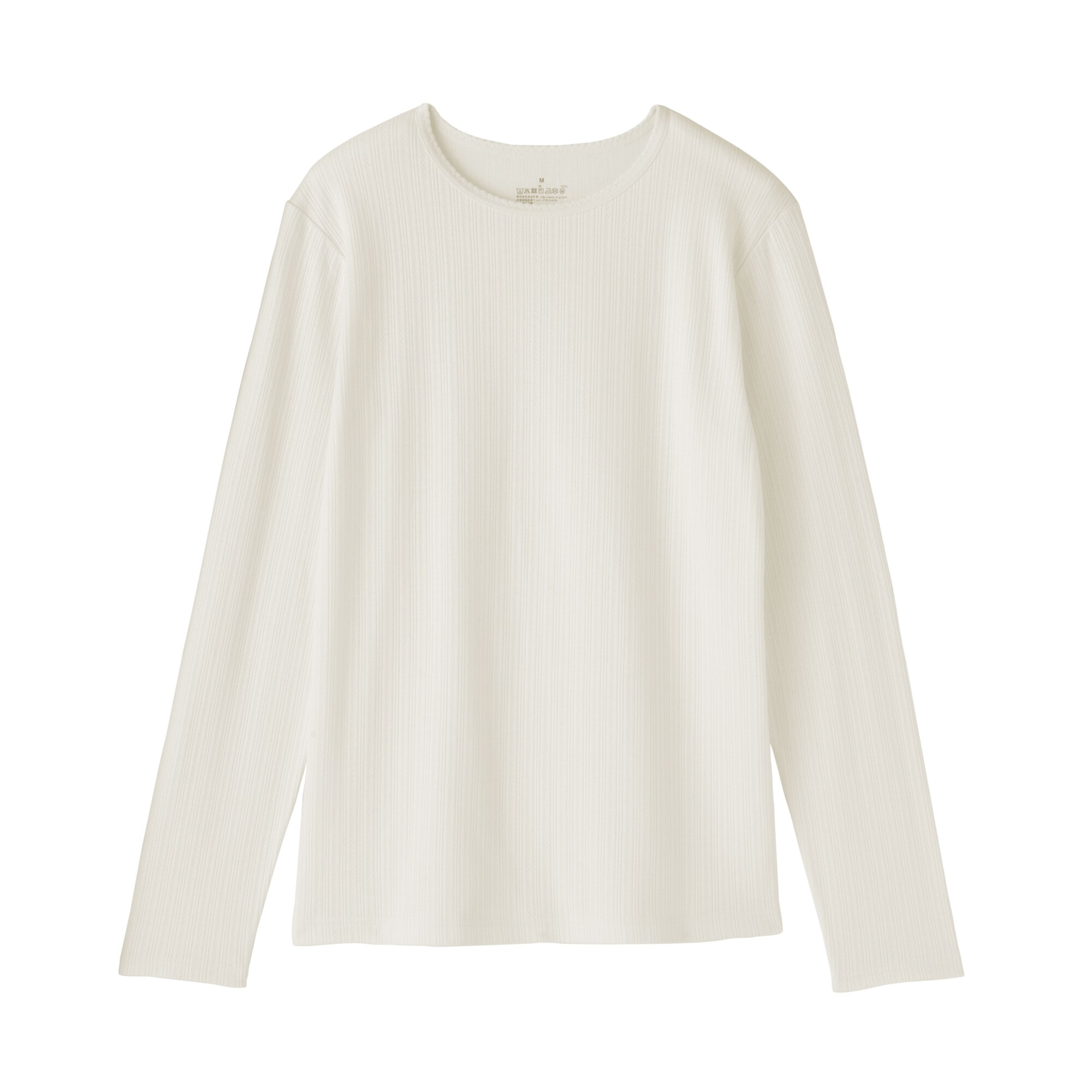 婦人　あったか綿　厚手ジャカード編み　クルーネック長袖Ｔシャツ