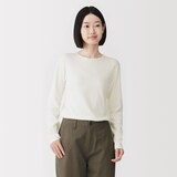 婦人　あったか綿　厚手ジャカード編み　クルーネック長袖Ｔシャツ