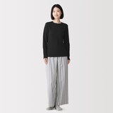 婦人　あったか綿　厚手ジャカード編み　クルーネック長袖Ｔシャツ