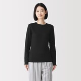 婦人　あったか綿　厚手ジャカード編み　クルーネック長袖Ｔシャツ