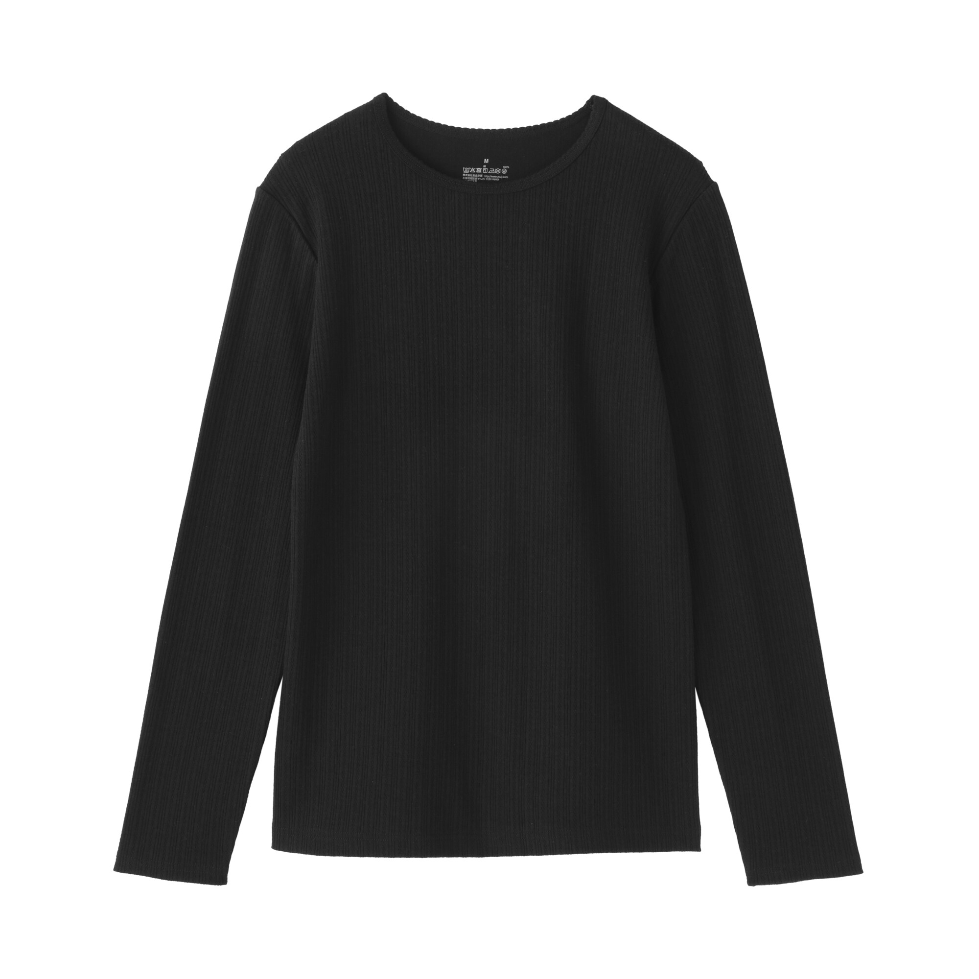 婦人　あったか綿　厚手ジャカード編み　クルーネック長袖Ｔシャツ
