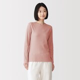 婦人　あったか綿　厚手ジャカード編み　クルーネック長袖Ｔシャツ