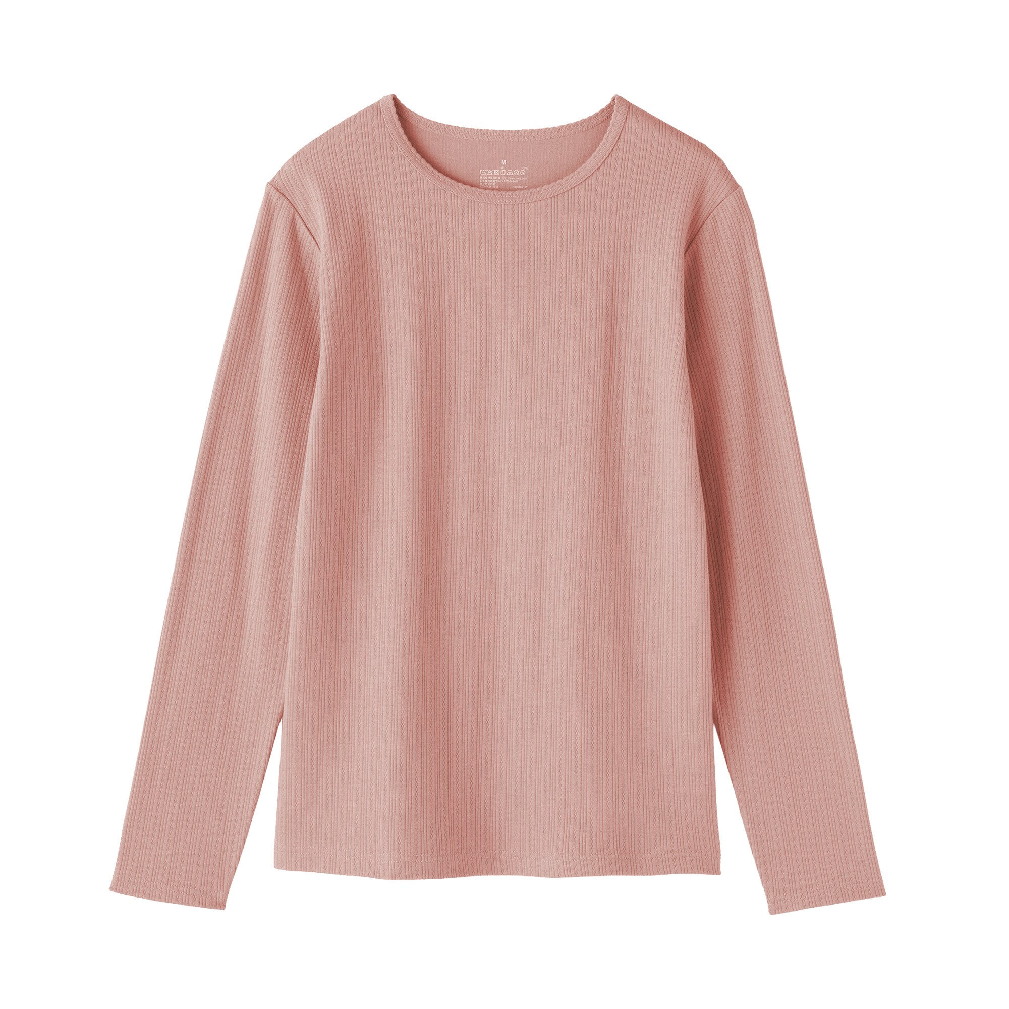 婦人　あったか綿　厚手ジャカード編み　クルーネック長袖Ｔシャツ