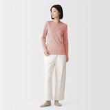婦人　あったか綿　厚手ジャカード編み　クルーネック長袖Ｔシャツ