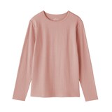 婦人　あったか綿　厚手ジャカード編み　クルーネック長袖Ｔシャツ
