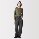 婦人　あったか綿　厚手ジャカード編み　クルーネック長袖Ｔシャツ