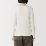 婦人　あったか綿　厚手ジャカード編み　クルーネック長袖Ｔシャツ