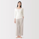 婦人　着るスキンケア　レース付き　バレエネック八分袖Ｔシャツ