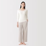 婦人　着るスキンケア　レース付き　バレエネック八分袖Ｔシャツ