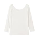 婦人　着るスキンケア　レース付き　バレエネック八分袖Ｔシャツ