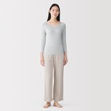 婦人　着るスキンケア　レース付き　バレエネック八分袖Ｔシャツ