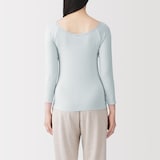 婦人　着るスキンケア　レース付き　バレエネック八分袖Ｔシャツ