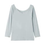 婦人　着るスキンケア　レース付き　バレエネック八分袖Ｔシャツ